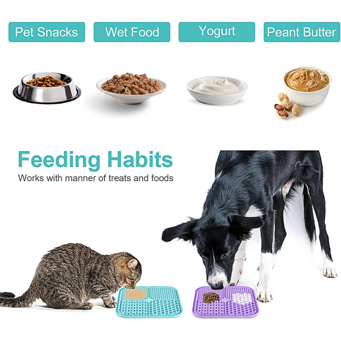 Pet Chew Toy Lick Mat for Dogs & Cats - Slow Feeder with Suction Cups, Anxiety & Boredom Relief, Multicolor