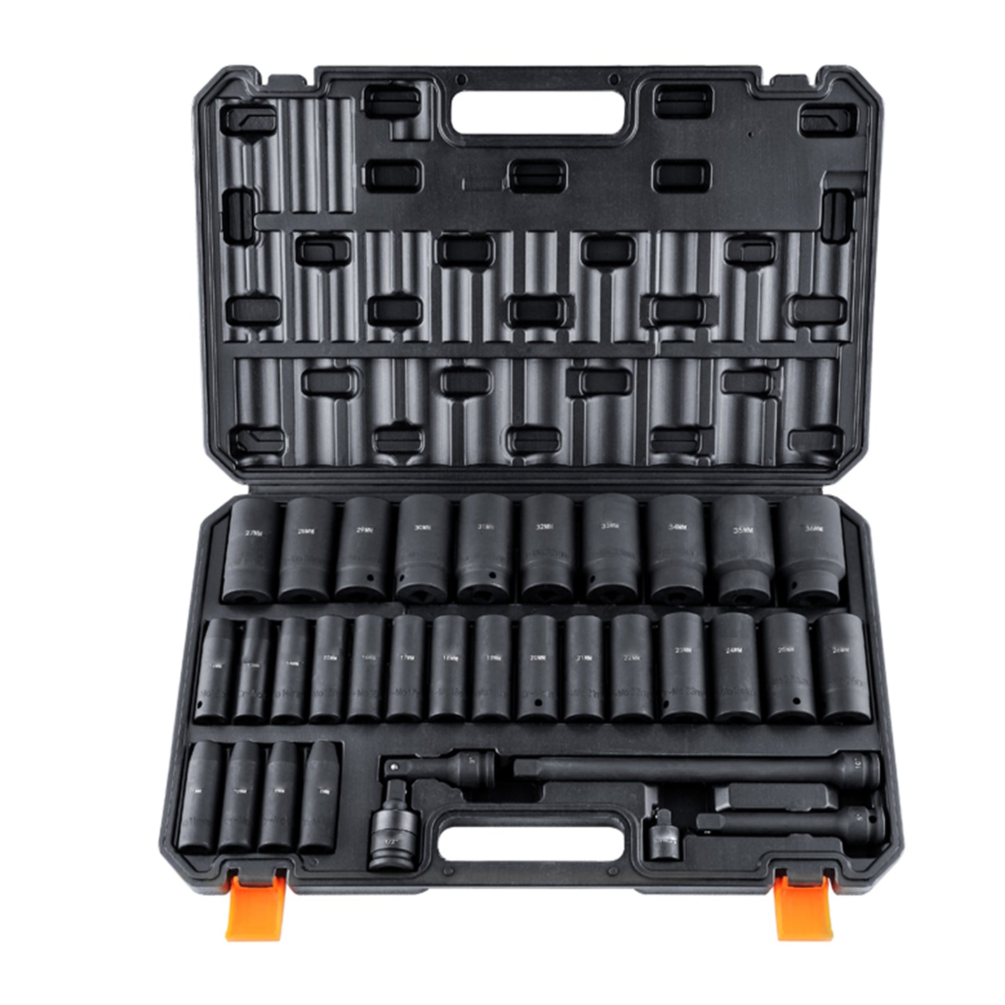 Deep Impact Socket Set 34pcs Metric 8-36mm Heavy Duty Tool Kit for Auto Repair