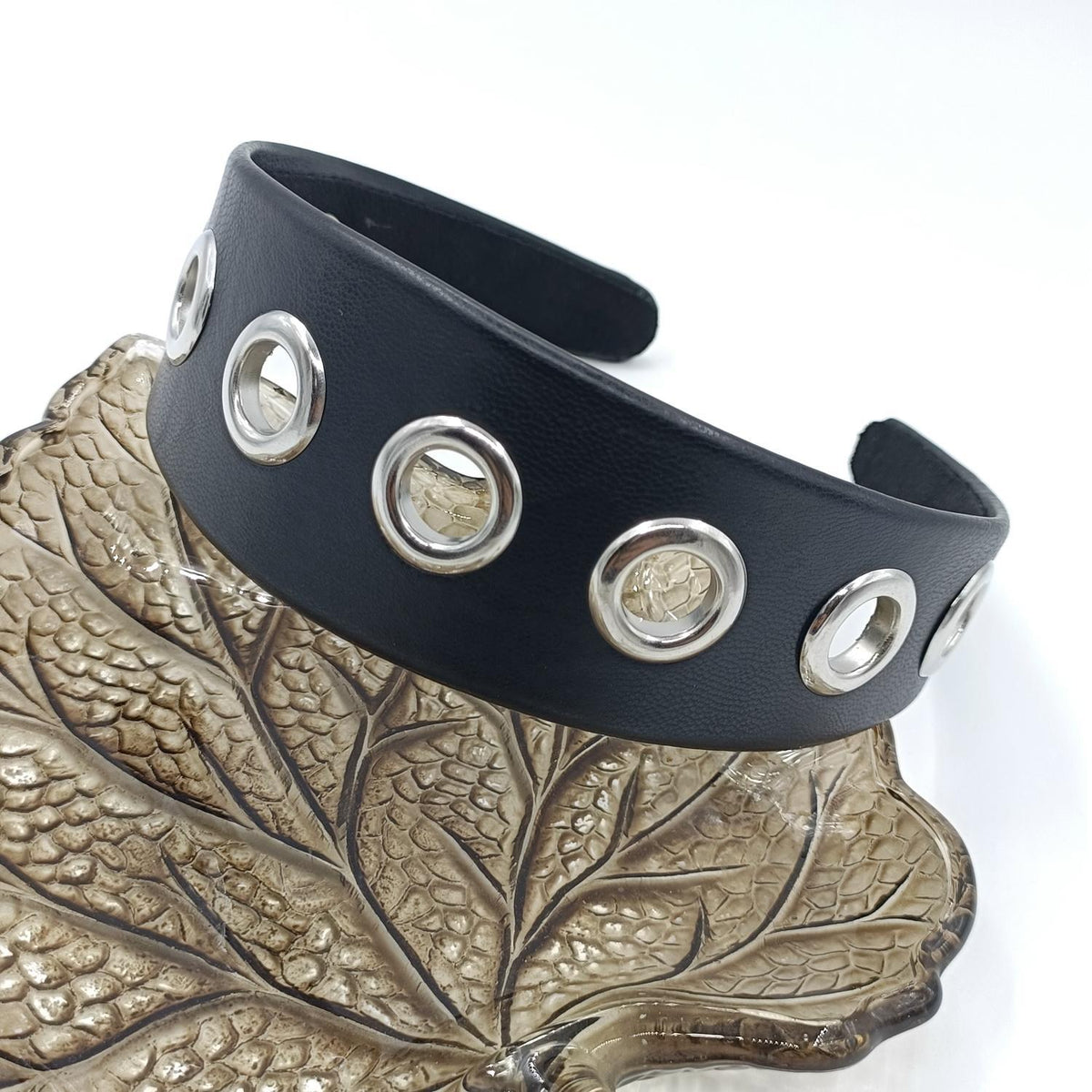 Rivet Punk Headband - Wide Style, Black