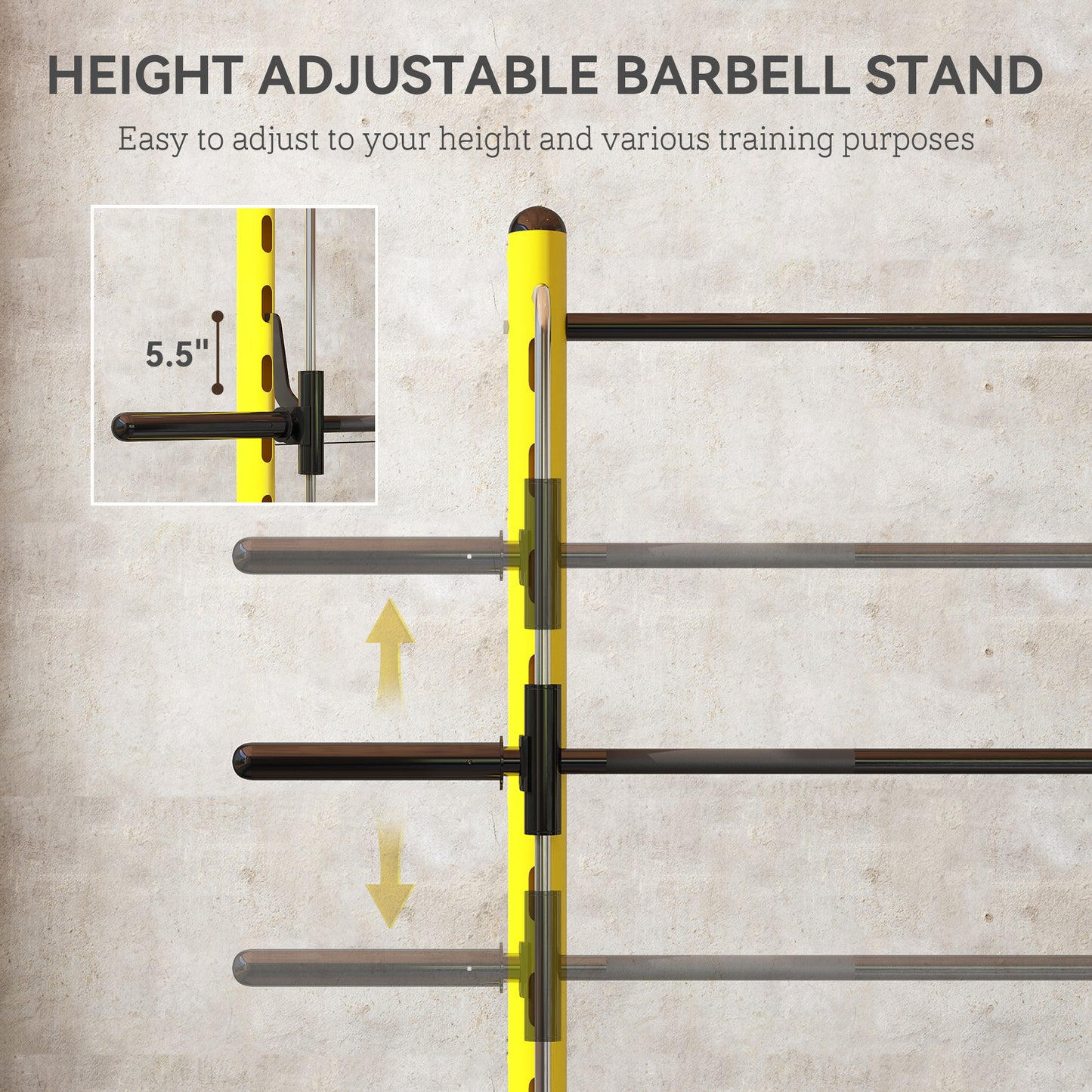Adjustable Squat Rack with Pull-Up Bar & Bench Press - Yellow