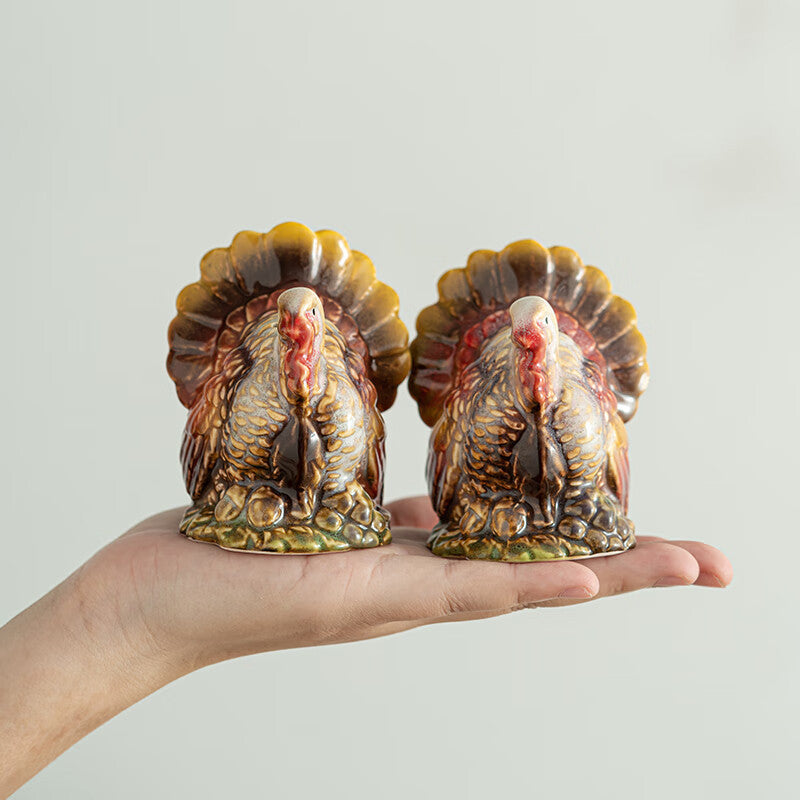 Ceramic Turkey Pepper Salt Shaker Set - Kitchen Storage Jar