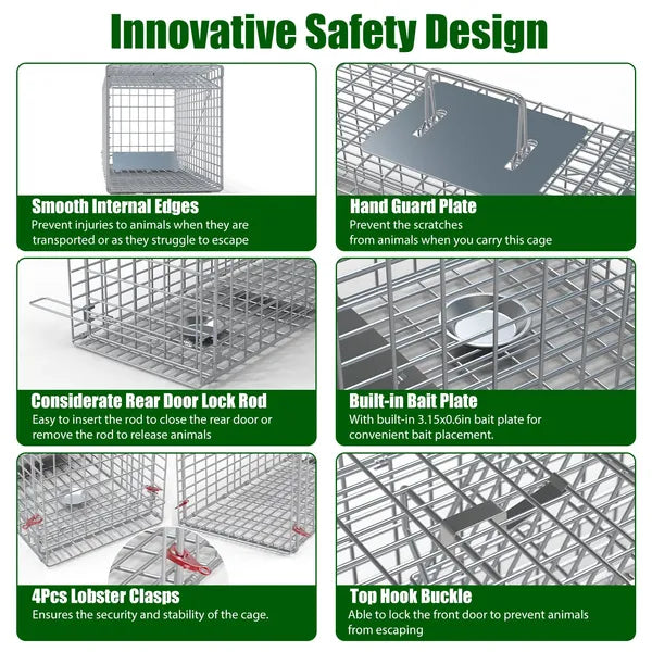 Humane Live Animal Trap Cage - Steel Folding Design for Small Animals