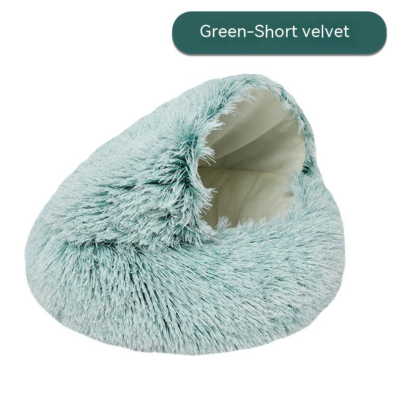 Semi Enclosed Pet Cat Bed & Dog House - Soft Plush Nest for Small to Large Pets