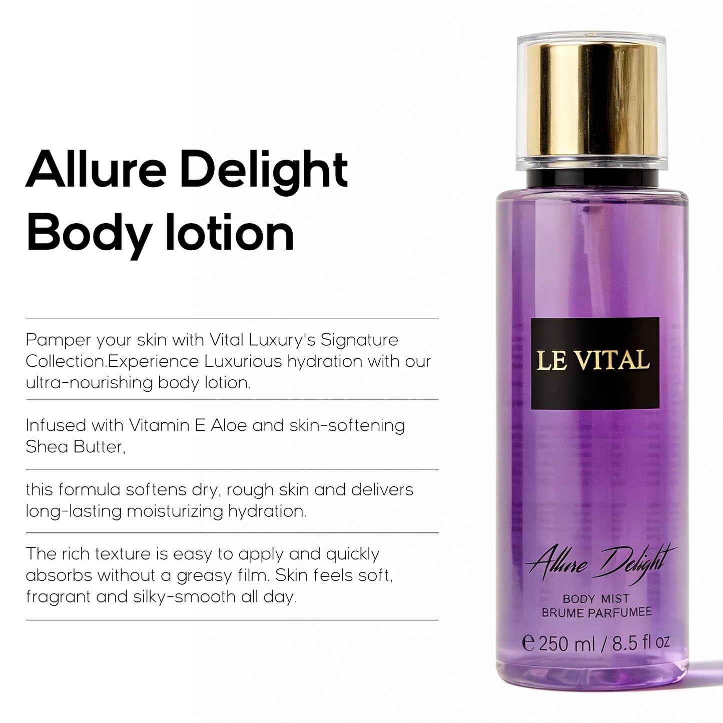 Hydrating Fragrance Body Mist Spray - 250ml Long-Lasting Scented Body Splash