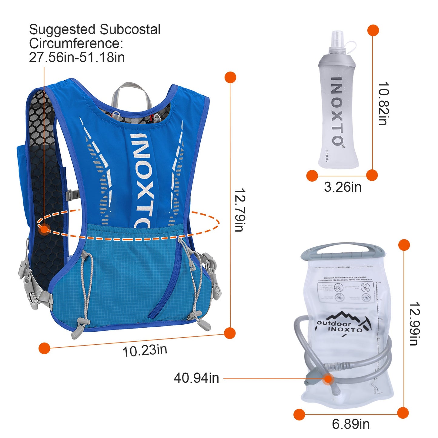 Hydration Vest Running Backpack with 1.5L Water Bladder - Adjustable Straps