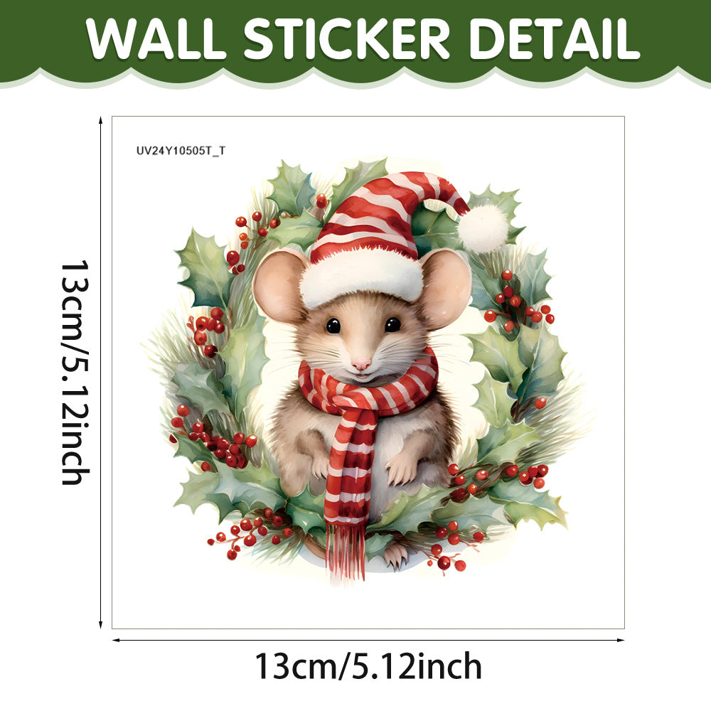 Christmas Cartoon Animal Mouse Hole Wall Sticker - Festive Decor for Home & Garden