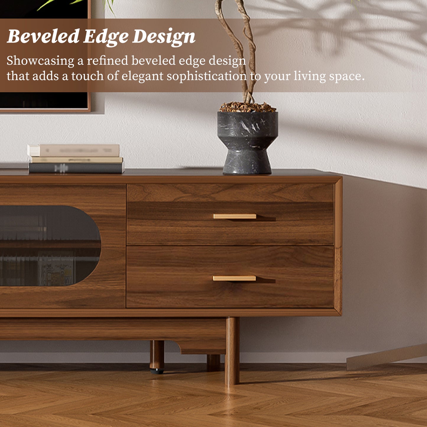 78-Inch Modern TV Stand for TVs Up to 85" - Walnut Finish
