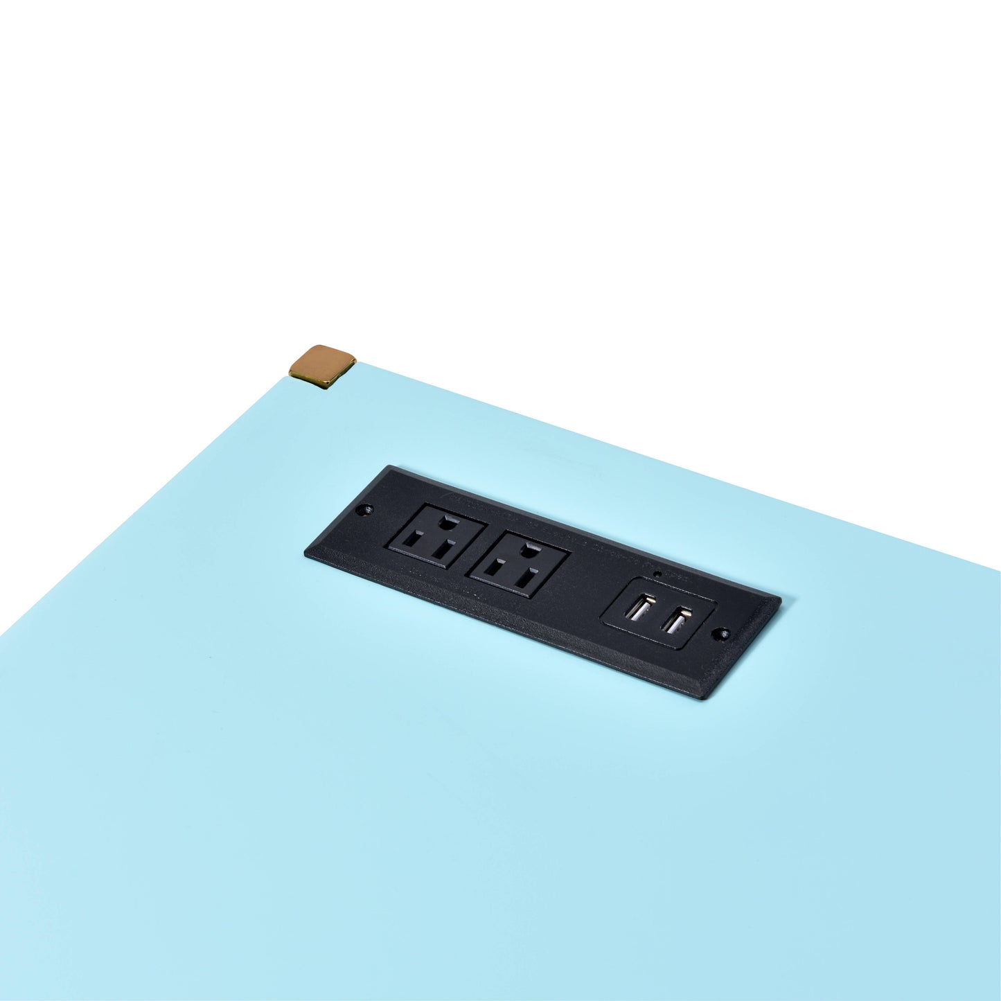 Modern Baby Blue & Gold Writing Desk with USB Port