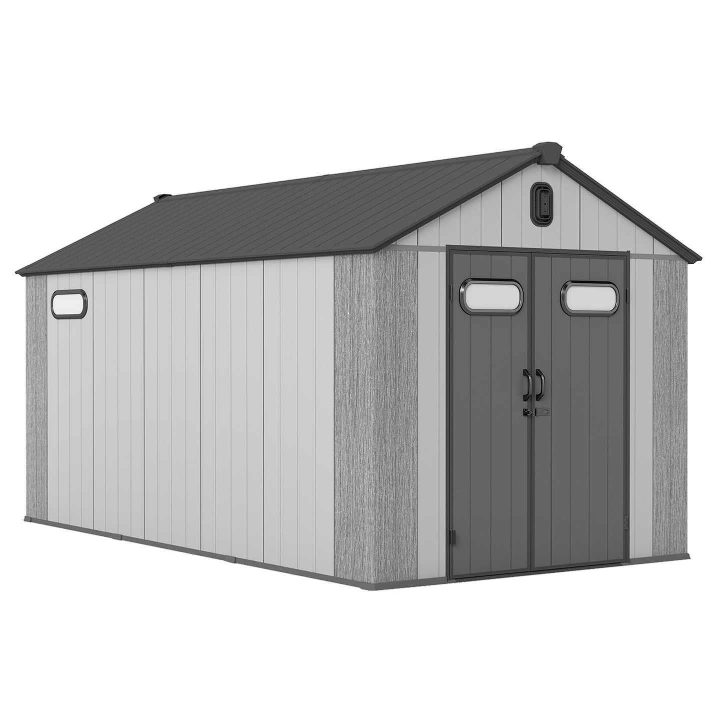 8x16Ft Resin Outdoor Storage Shed, Plastic Garden Shed With Carpet,
