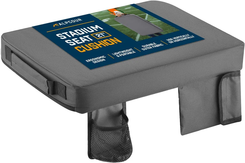 Portable Extra Thick Stadium Seat Cushion - 21x15 Inch Grey