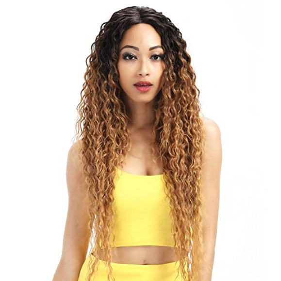 Golden Rose Mesh Long Curly Hair Wig - Style A