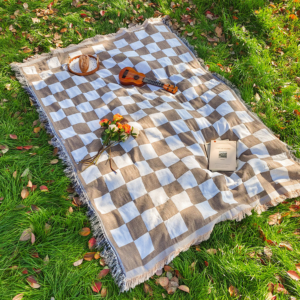 Bohemian Outdoor Camping Rug - Knitted Chenille Picnic Mat for Garden & Patio