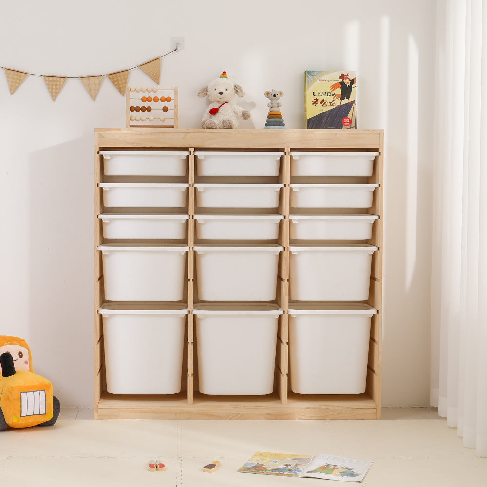 Large Capacity Wooden Toy Storage Cabinet for Kids & Office