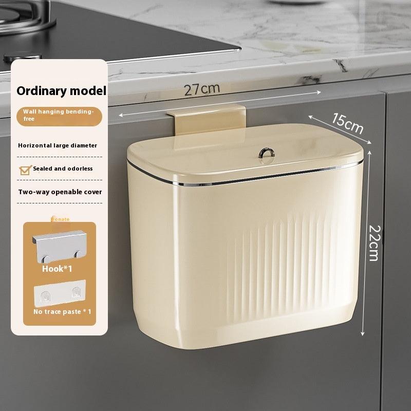 Wall-Mounted Kitchen Trash Can Large Capacity Punch-Free Household Storage Bin