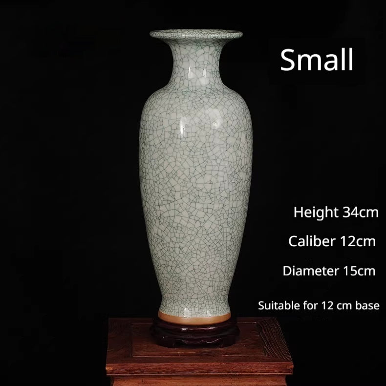 Cracked Porcelain Vase - Decorative Ceramic Tabletop Accent for Home & Office
