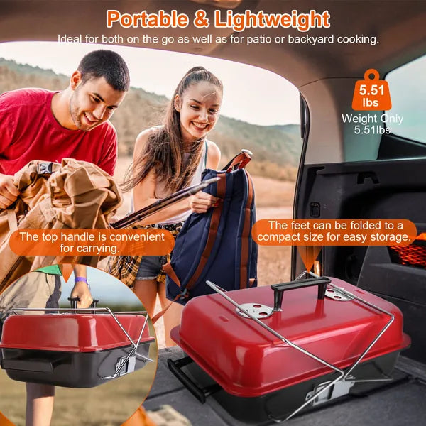 Portable Charcoal Grill - Folding Tabletop Smoker for Camping
