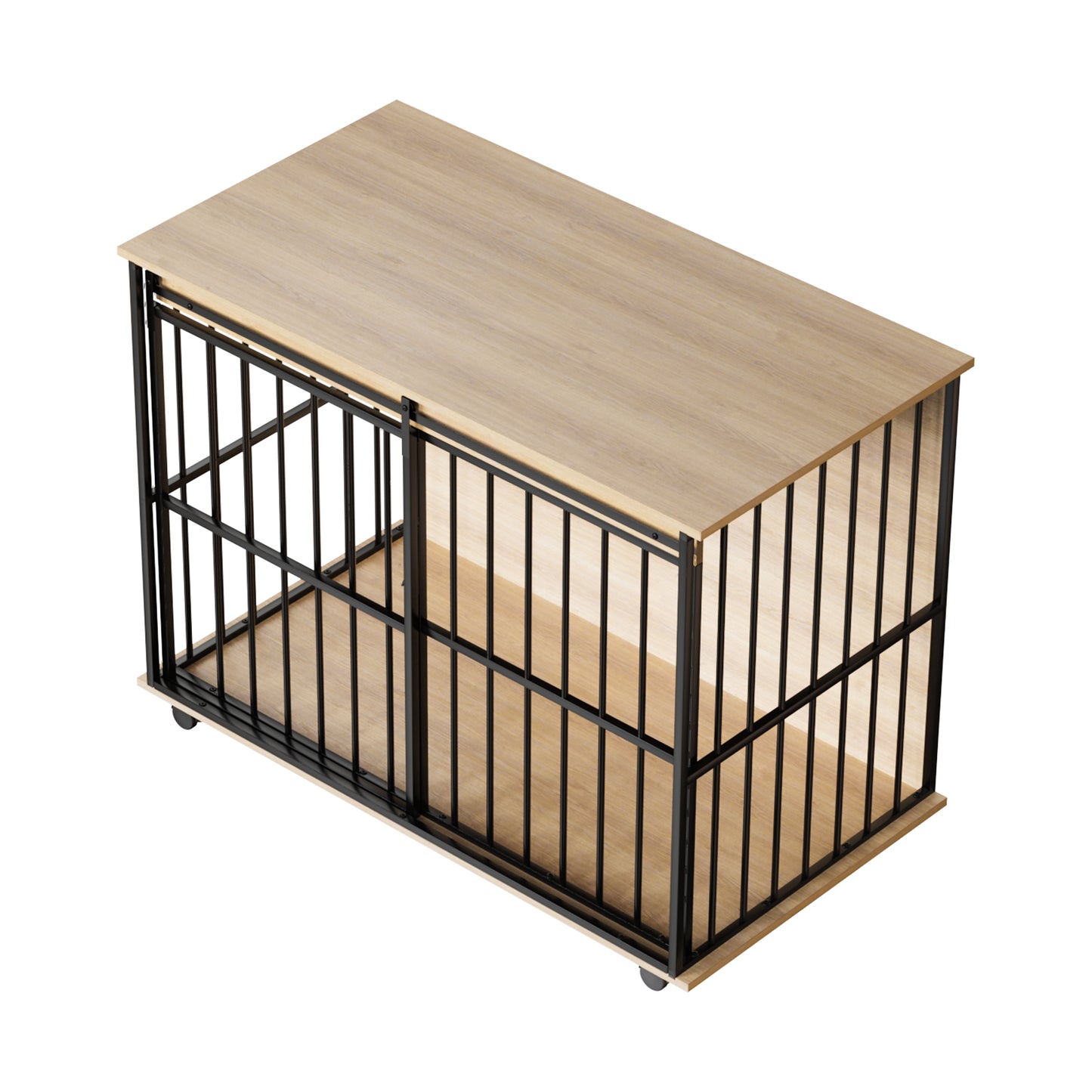 Large Wooden Dog Crate Furniture for Medium to Large Dogs - Black & Natural