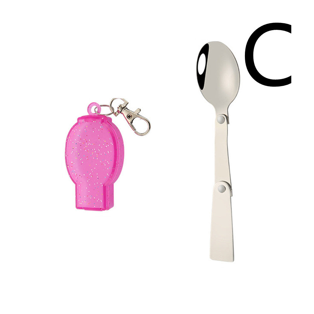 Stainless Steel Outdoor Folding Cutlery Set - Portable Spoon and Fork with Storage Box