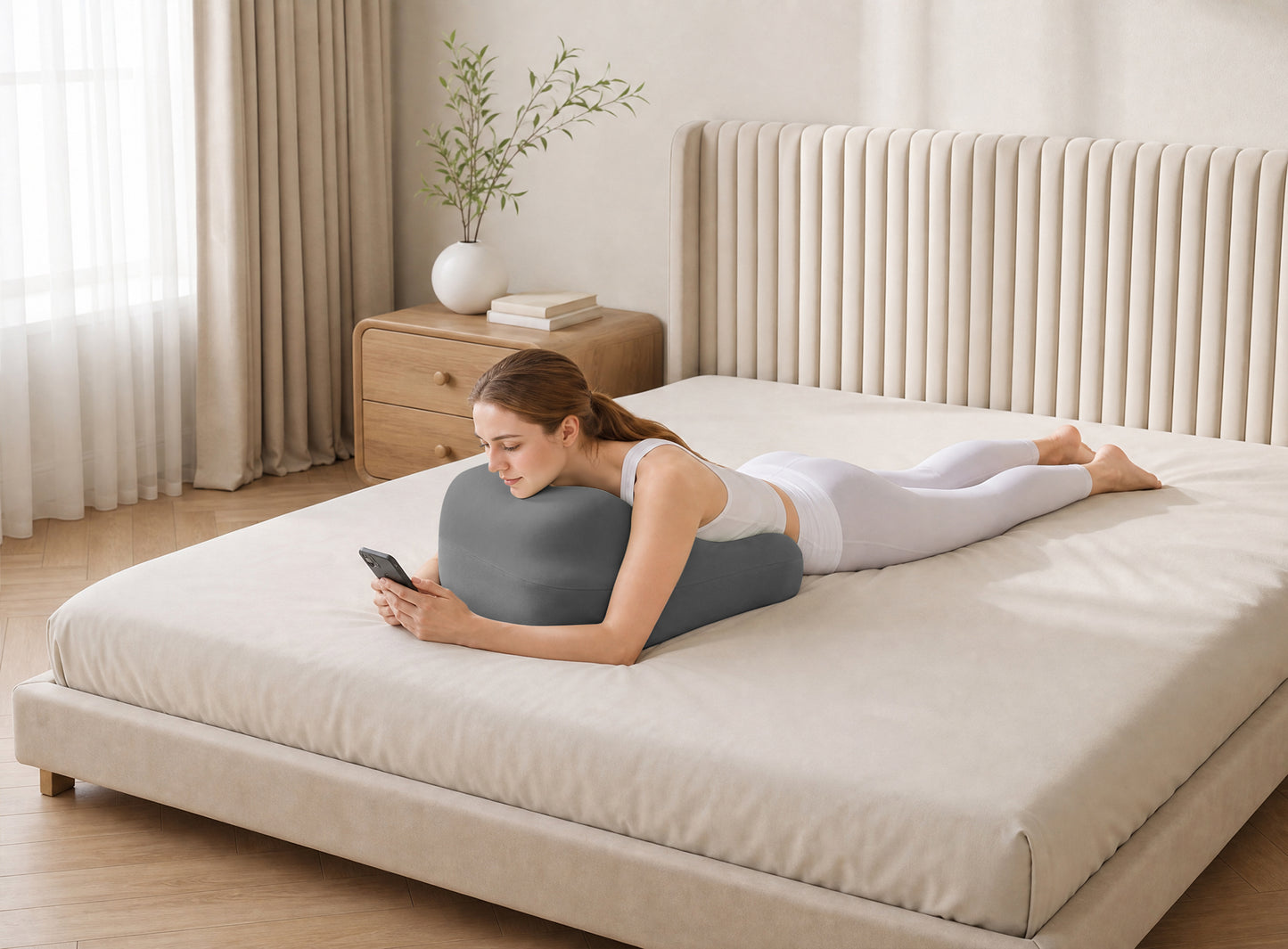 Ergonomic Memory Foam Support Pillow for Couples - Grey