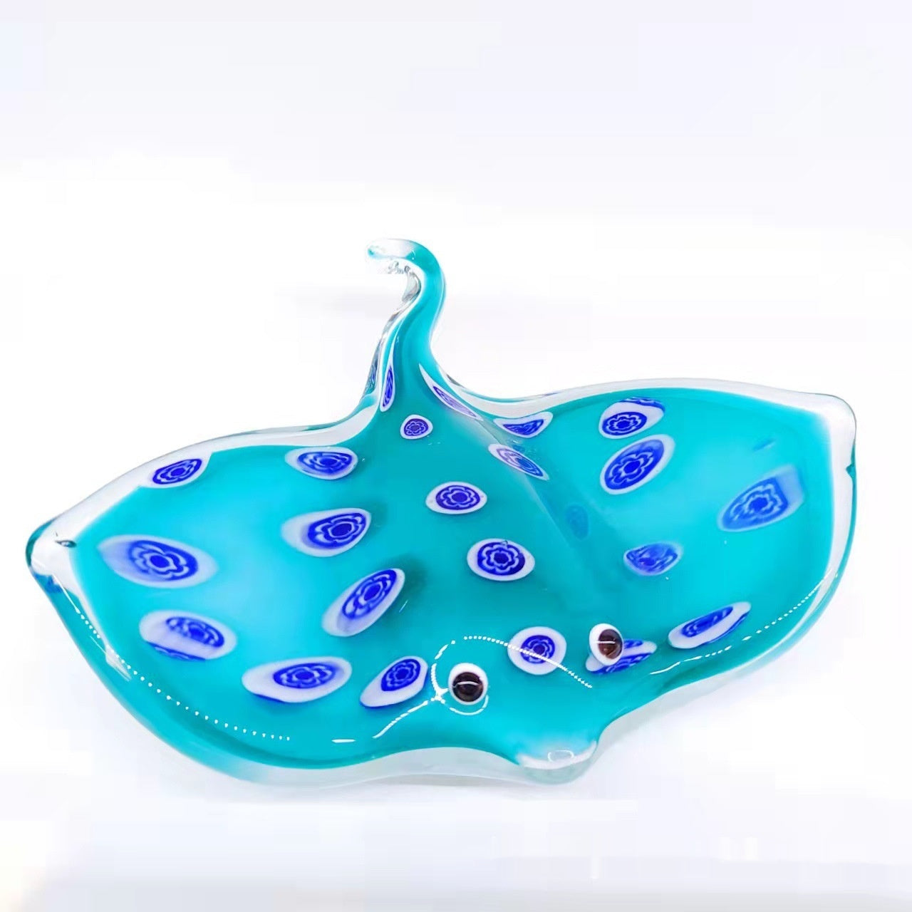 Blue Glass Sea Creature Decoration - Handmade Manta Ray & Starfish Art