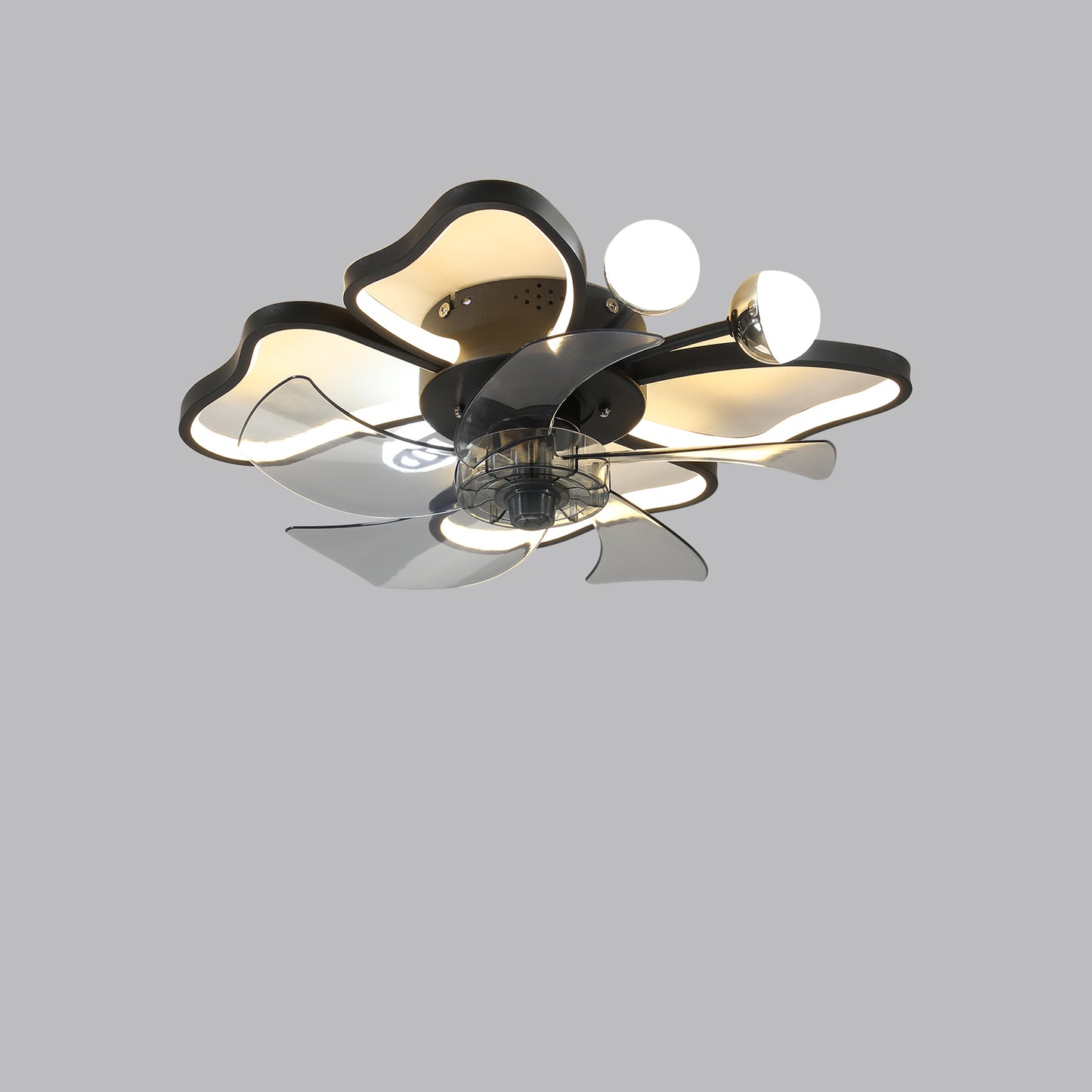 19.7 Inch Modern Ceiling Fan with Lights and Remote Control - Black
