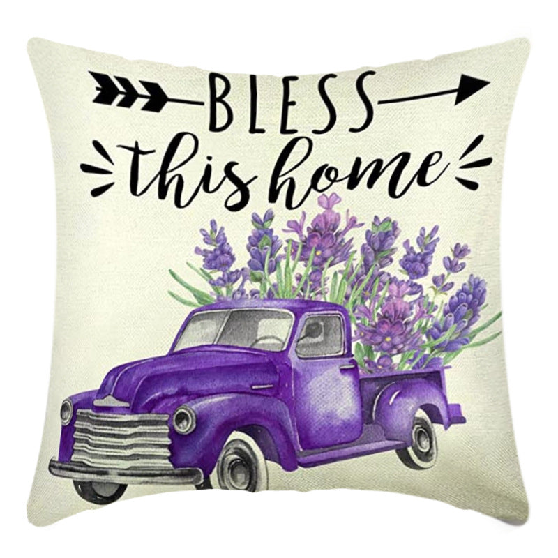 Summer Chrysanthemum Pillow Cover Green Plant Flower Linen 45x45cm Nordic Style