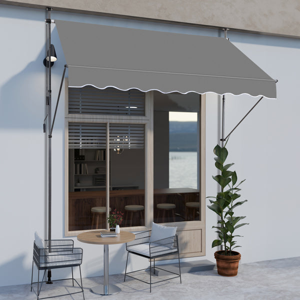 Retractable Canopy Awning - Grey Polyester Shade Shelter