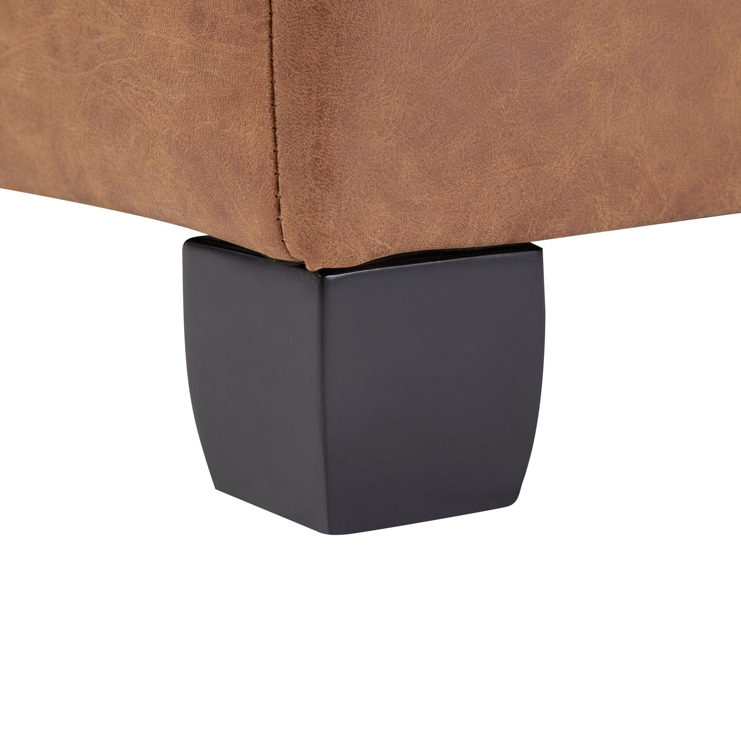 35" Brown Faux Leather Storage Ottoman with Lift-Top
