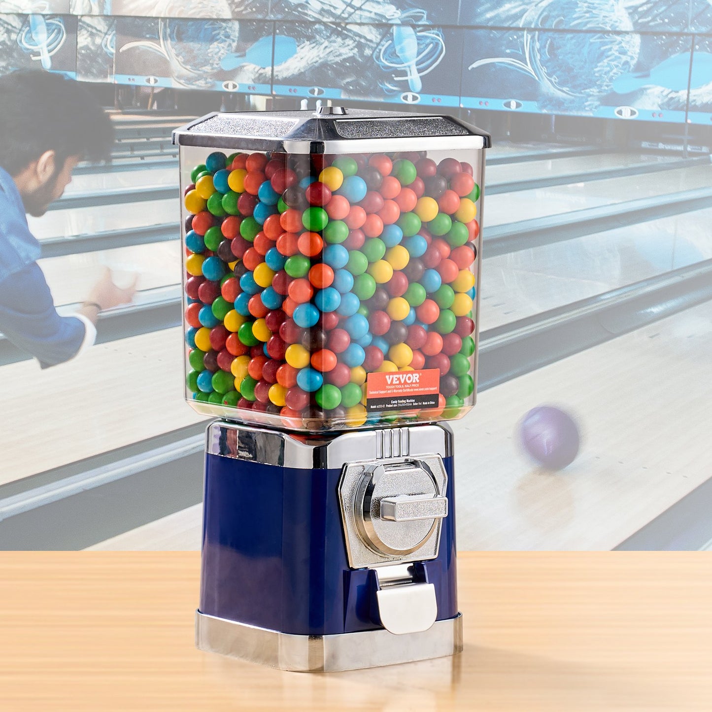 Vintage 17-Inch Gumball Machine Coin Bank - Blue Candy Dispenser