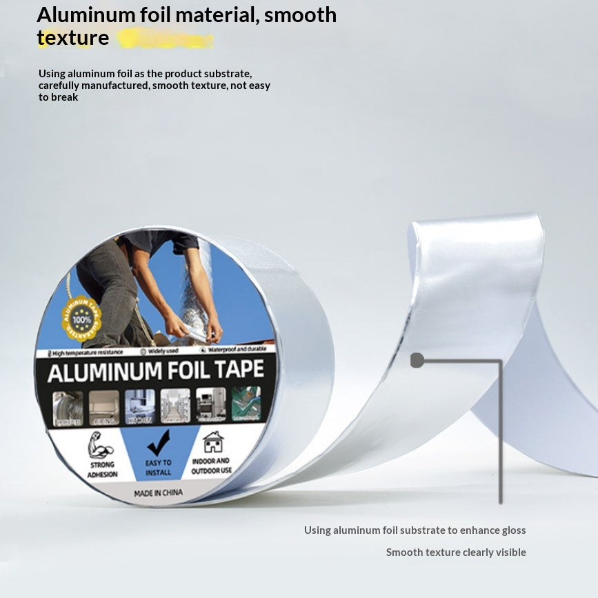 High-Temperature Waterproof Aluminum Foil Tape for Pipe Sealing - 10m