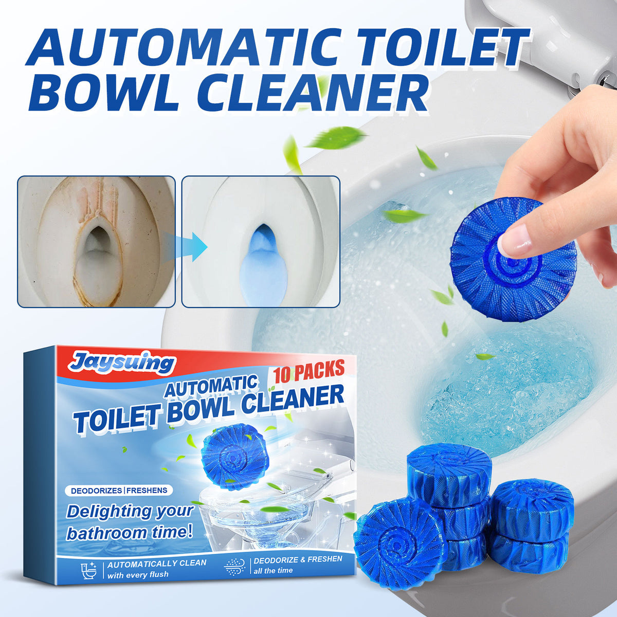 Toilet Bubble Cleaning Tablets 10 Pack - Removes Limescale & Odors
