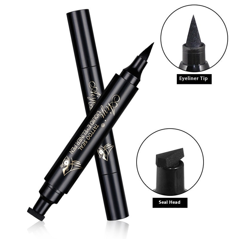 Double-Headed Triangle Seal Waterproof Liquid Eyeliner - Black