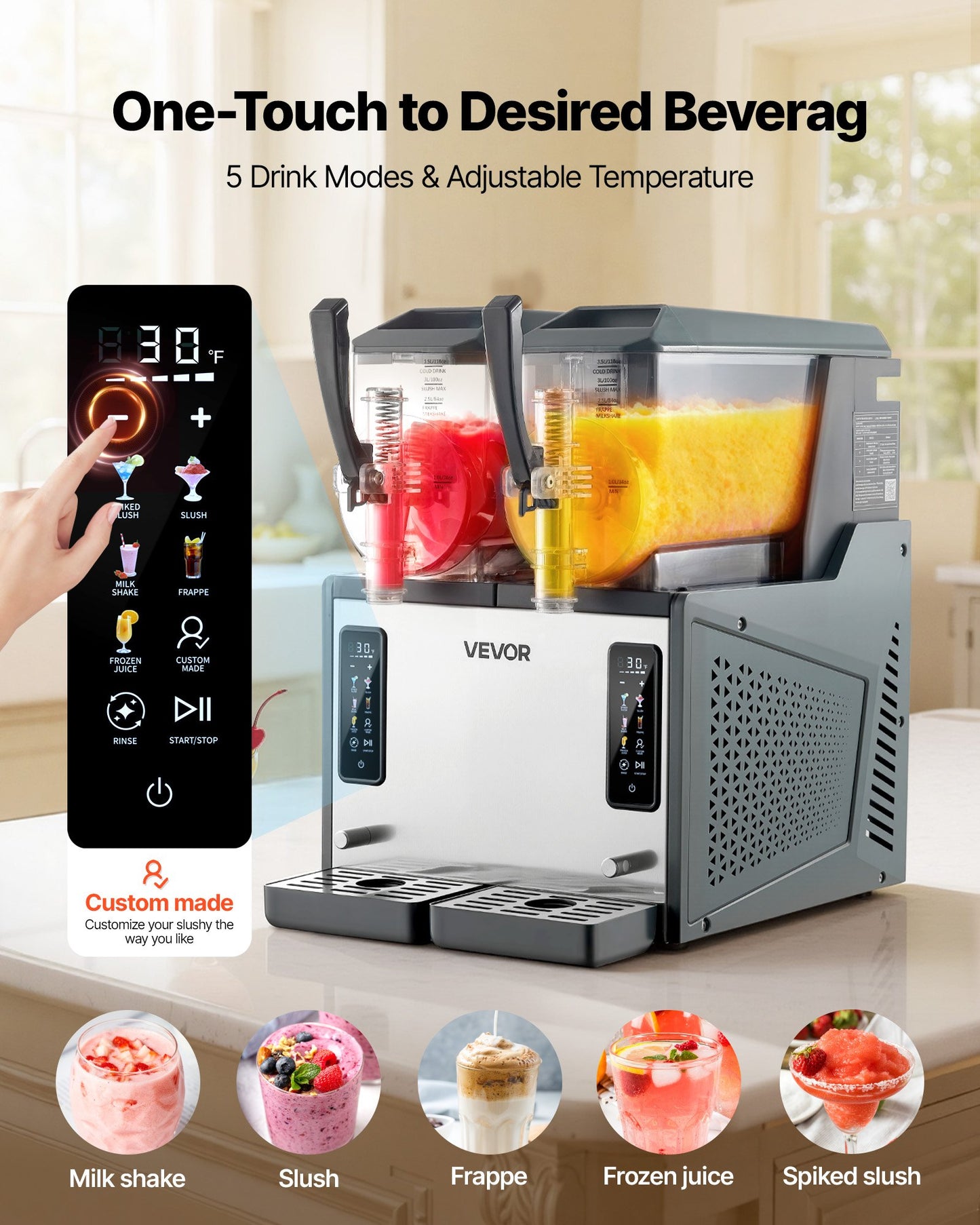 Large Capacity Frozen Drink Maker - Slushie Machine for Margaritas, Milkshakes & More