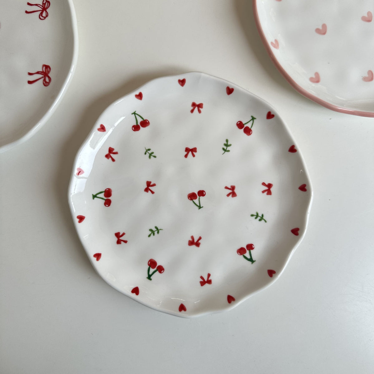 Small Irregular Floral Ceramic Plate - Hand-Painted Kitchen Decor