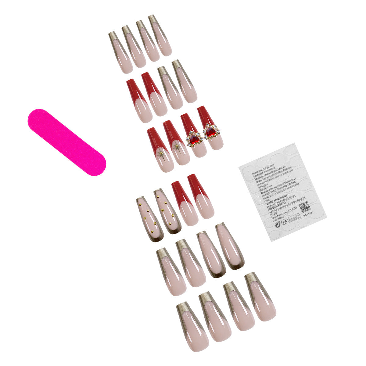French Nail Stickers with Glue - Love Pattern