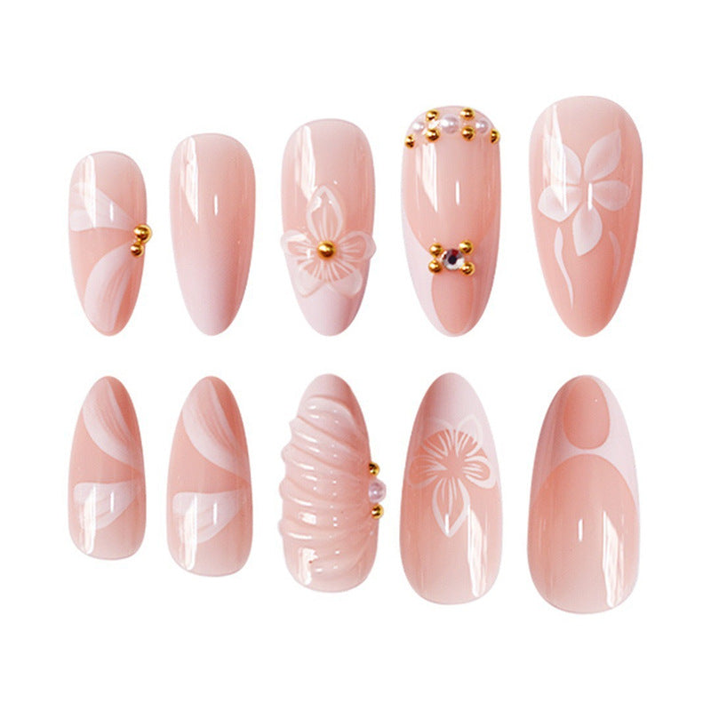 Fake Nail Set with Water Ripple Design - White & AA214 Style