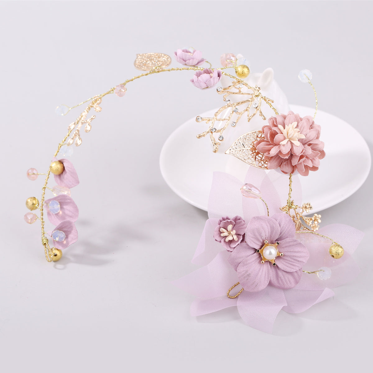 Handmade Gold Leaf Branch Flower Wedding Hair Accessory