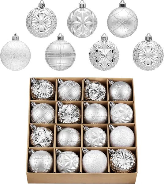Shatterproof Christmas Tree Ornaments - 16 Count Luxury Decor