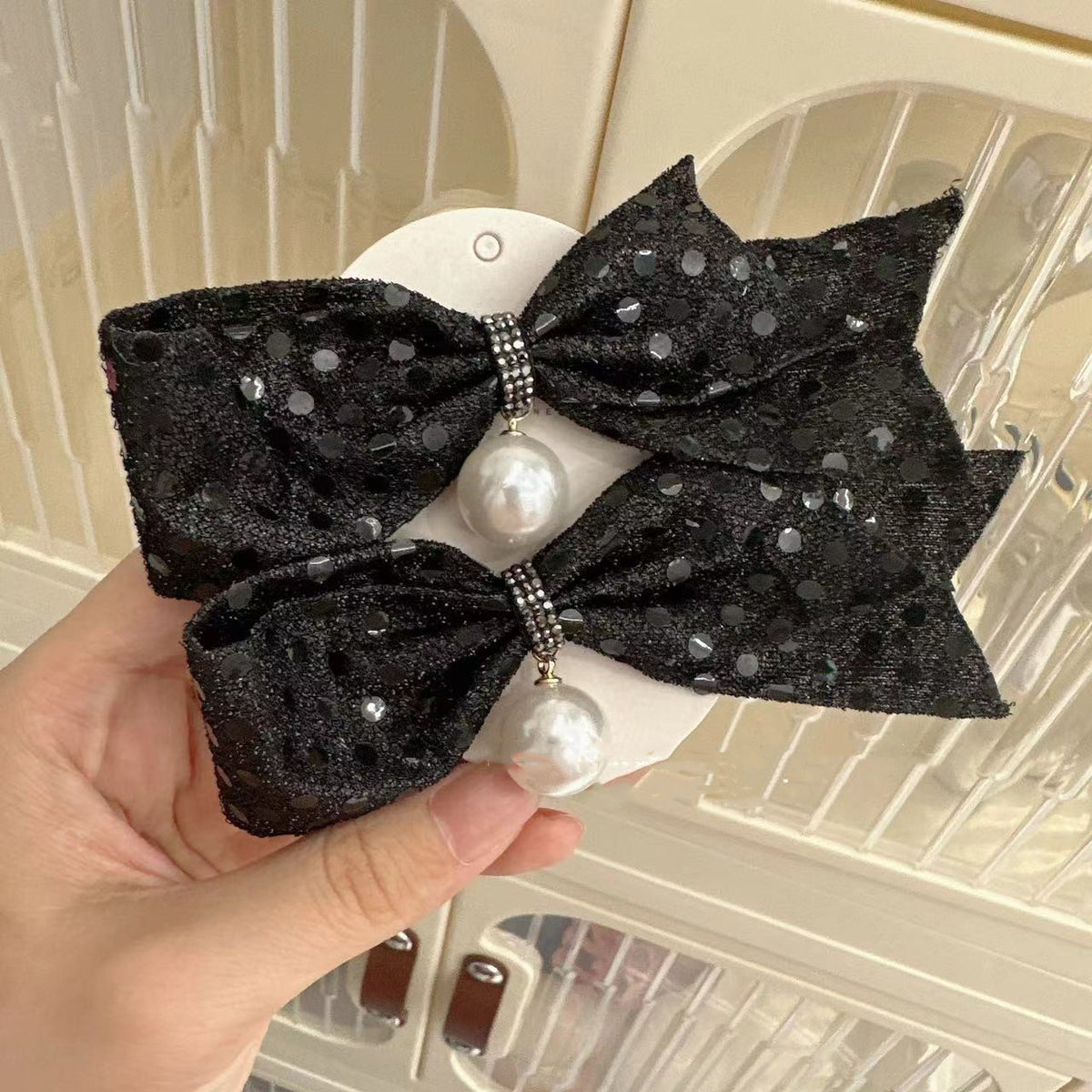 Rhinestone Bow Hair Barrettes