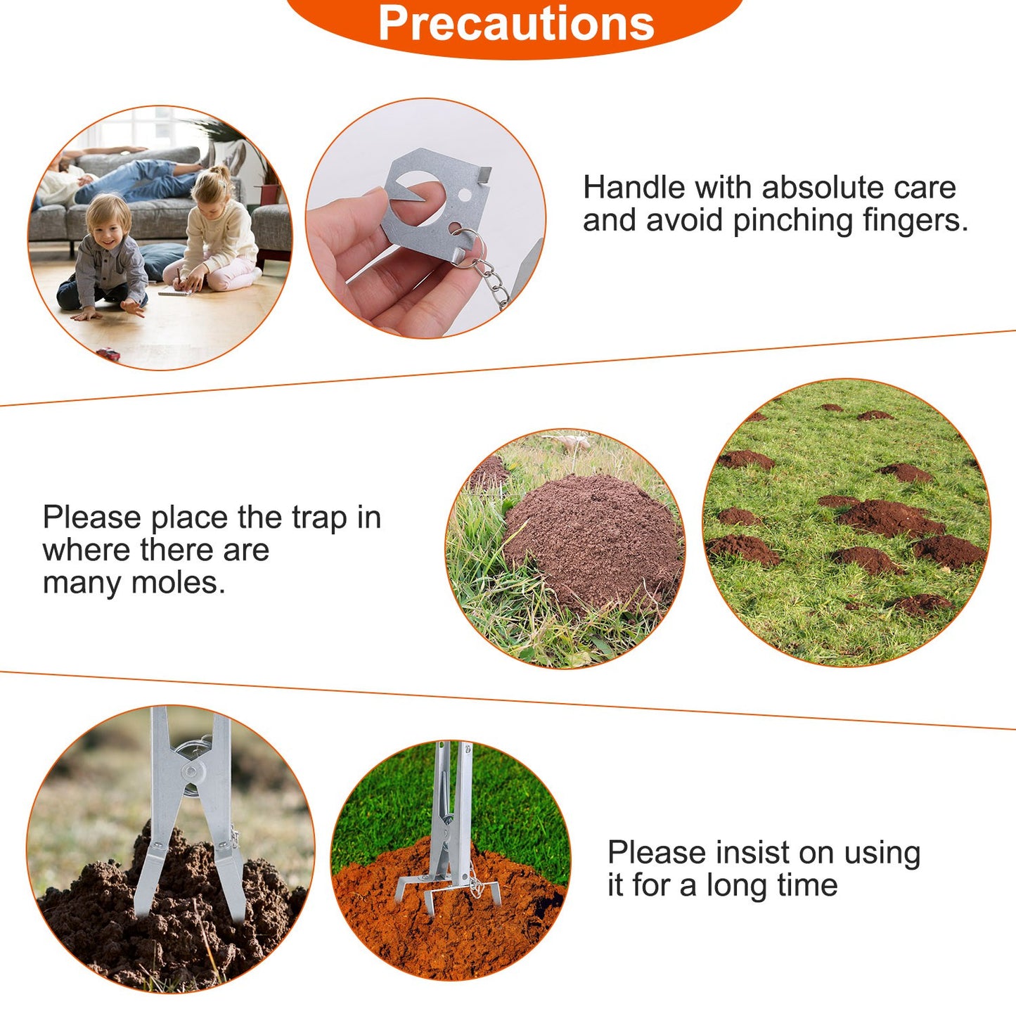 Reusable Mole Trap Set - 4 Pack, Easy-to-Use Garden Pest Control Tools