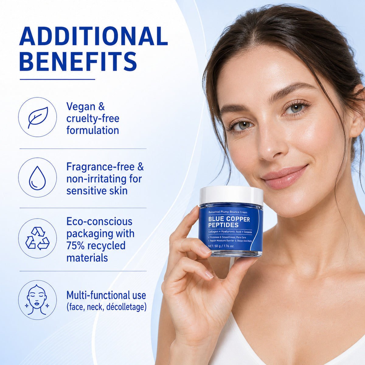 Blue Peptide Firming Face Cream 50ml - Volumizing & Skin Tightening
