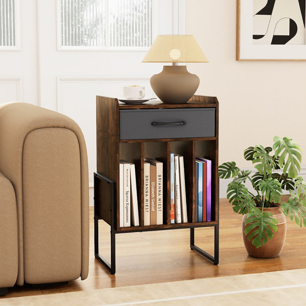 Record Player Stand With Drawer And Holder For Music Room, Living