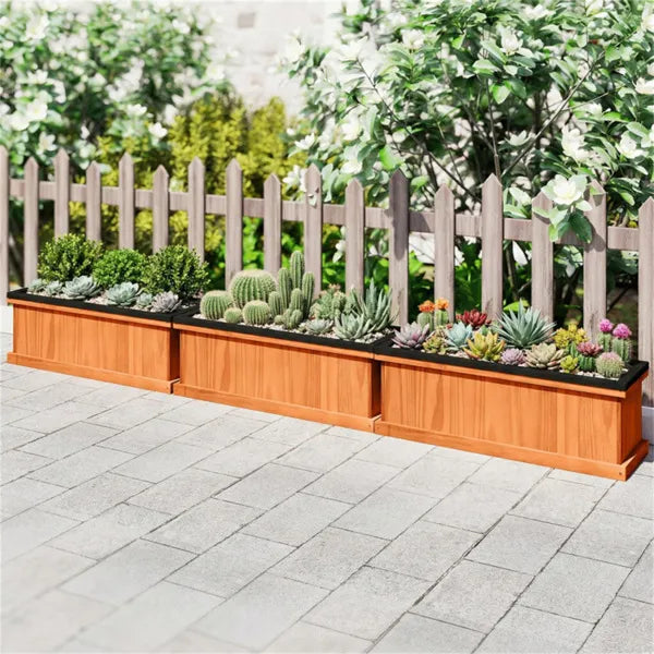 Detachable Bottom Pine Planter Box for Herbs & Vegetables - 28x9.5x10