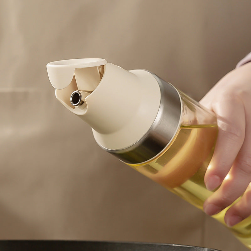 Large Capacity Automatic Glass Oil Dispenser with Flip-Open Spout