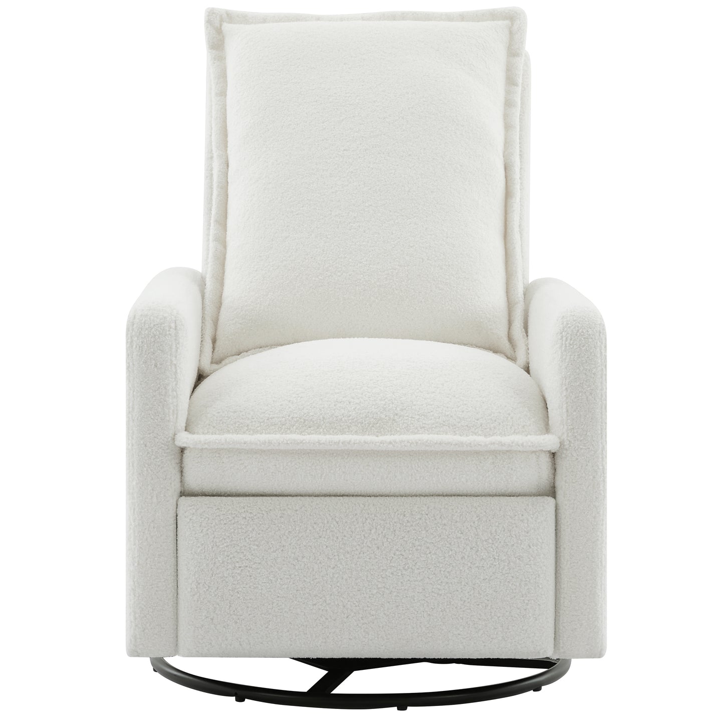 Swivel Rocker Recliner Chair - Teddy Fleece in White