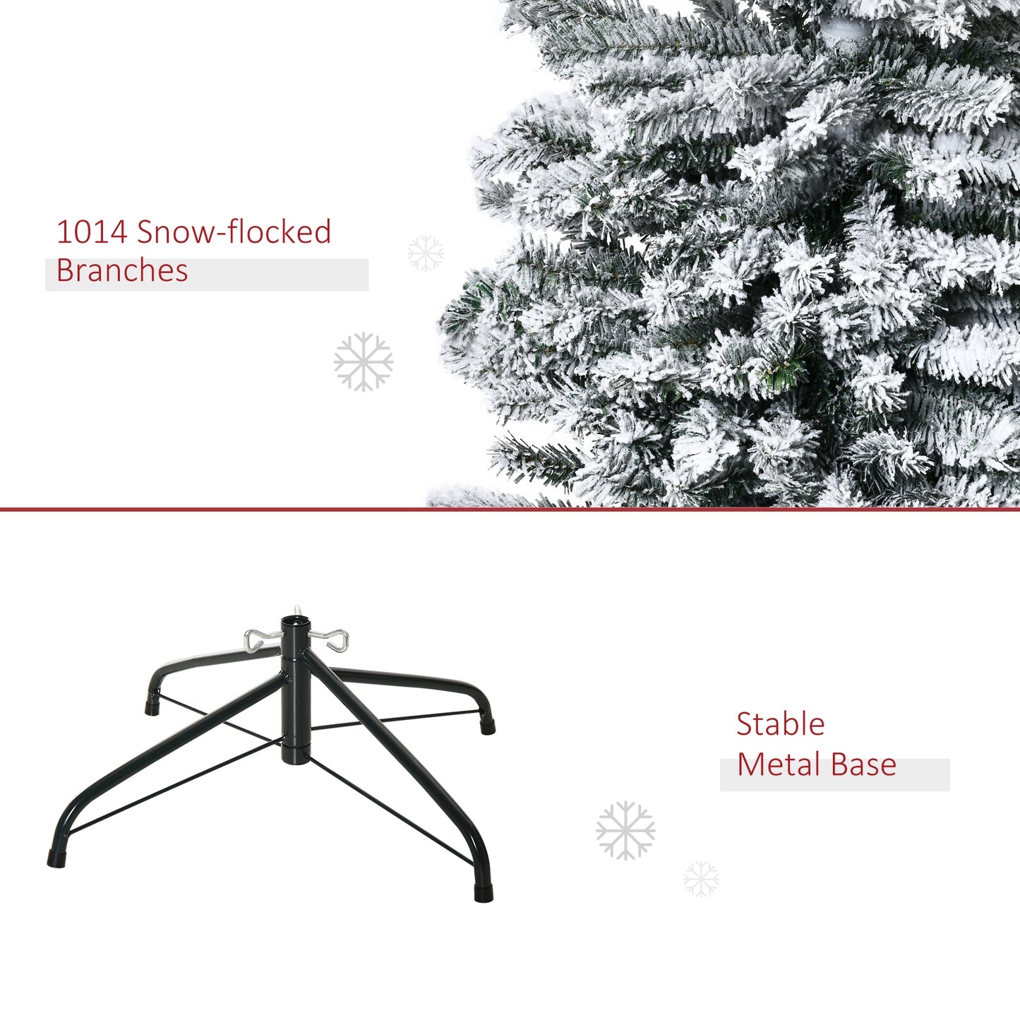 9ft Flocked Christmas Tree - Pencil Shape with Faux Snow