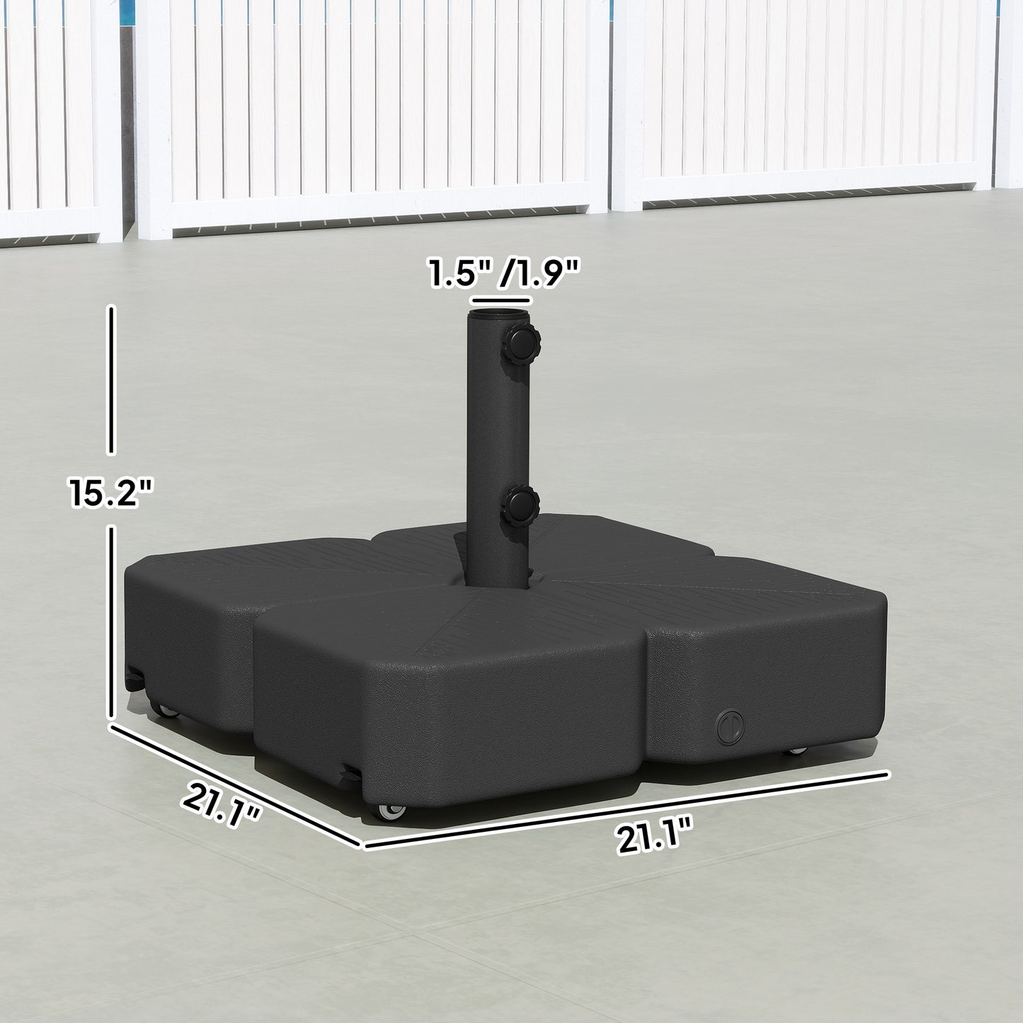Outdoor Umbrella Base with Wheels for 1.5" & 1.89" Poles - Black