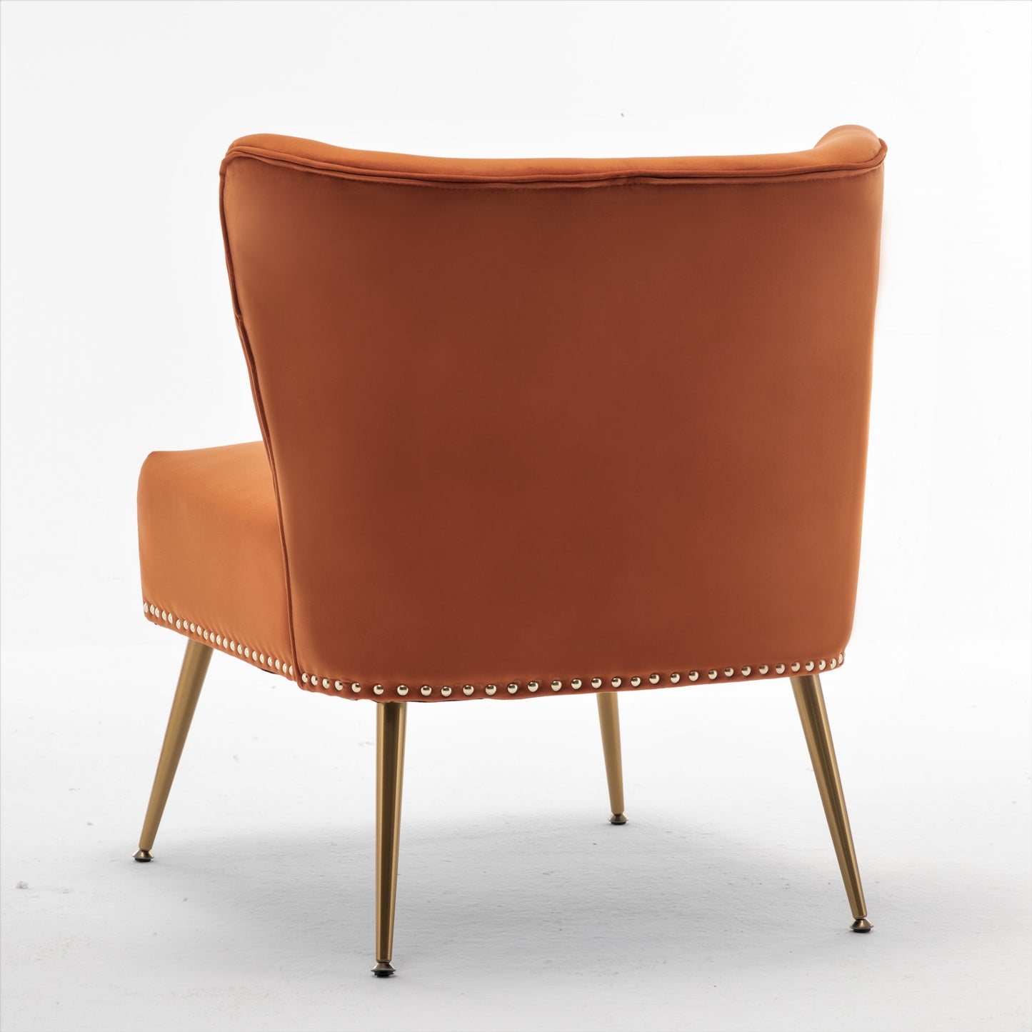 Printed Cloth Accent Chair, Armless Slipper Chair With Metal Legs,