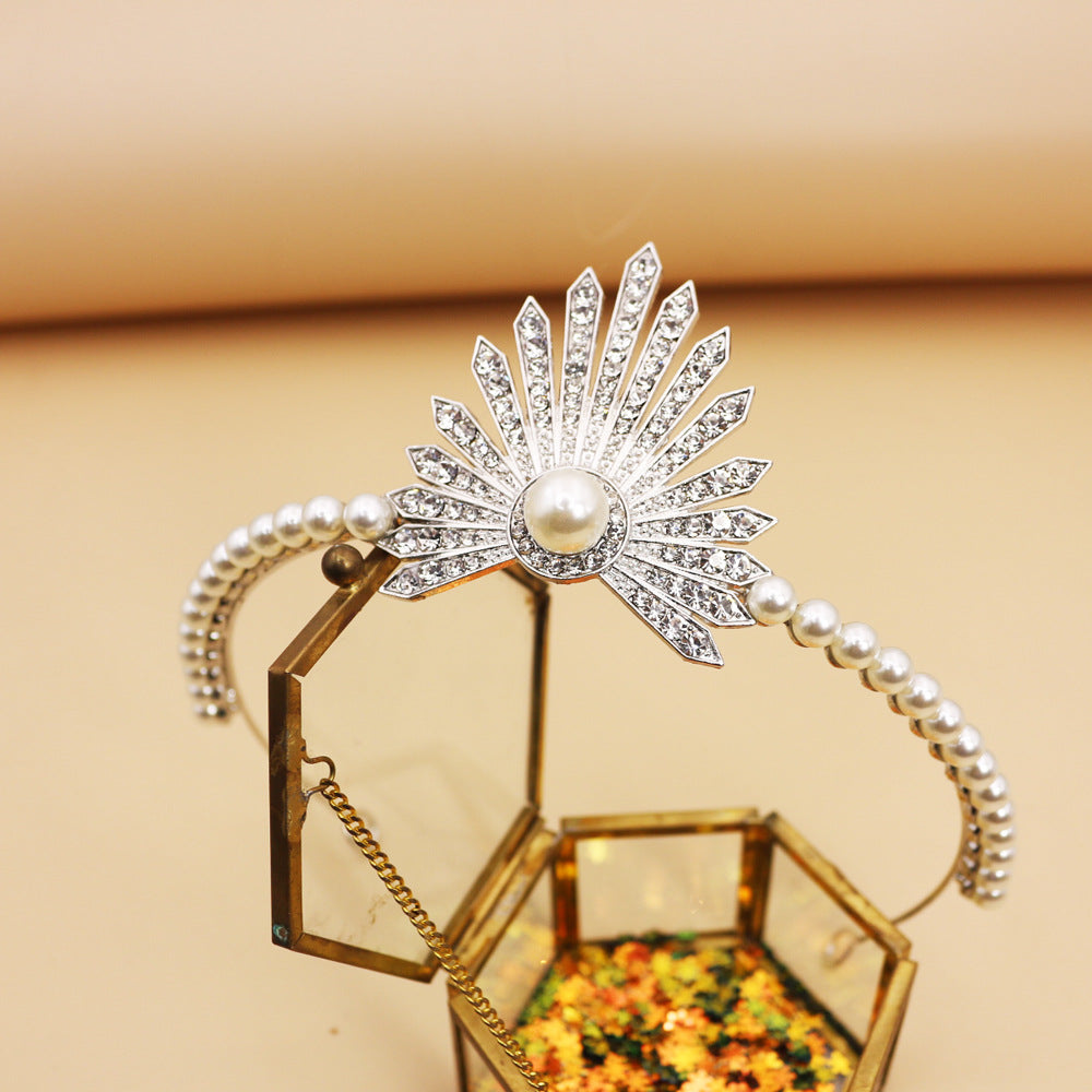 Pearl Bridal Crown Headpiece Silver