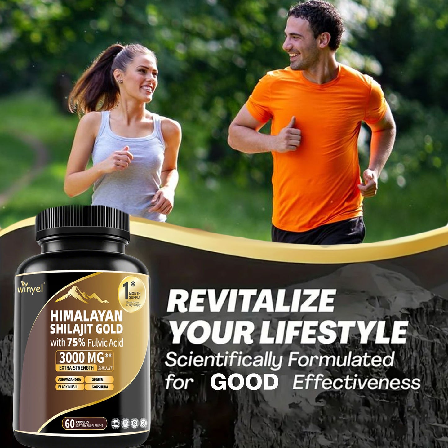 Himalayan Shilajit Capsules with Ashwagandha & Gokshura - 60 Capsules